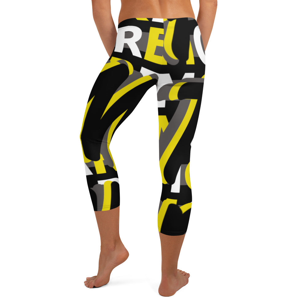 MONEYBARE Boss Fancy FTB-1 "Contouresque" Capri Leggings - Yellow