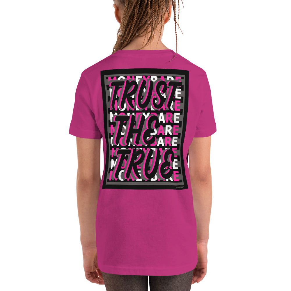 MONEYBARE TTT-1 Youth Short Sleeve Premium T-Shirt - Pink