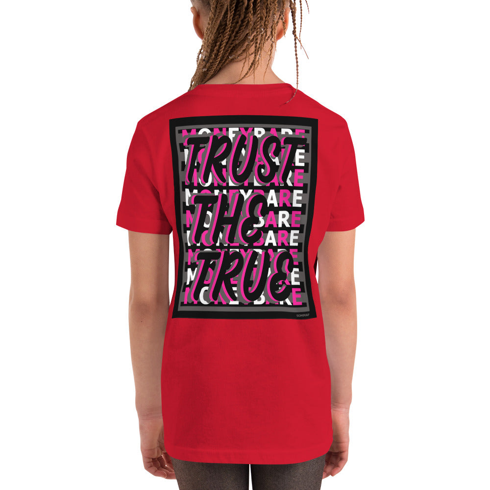 MONEYBARE TTT-1 Youth Short Sleeve Premium T-Shirt - Pink