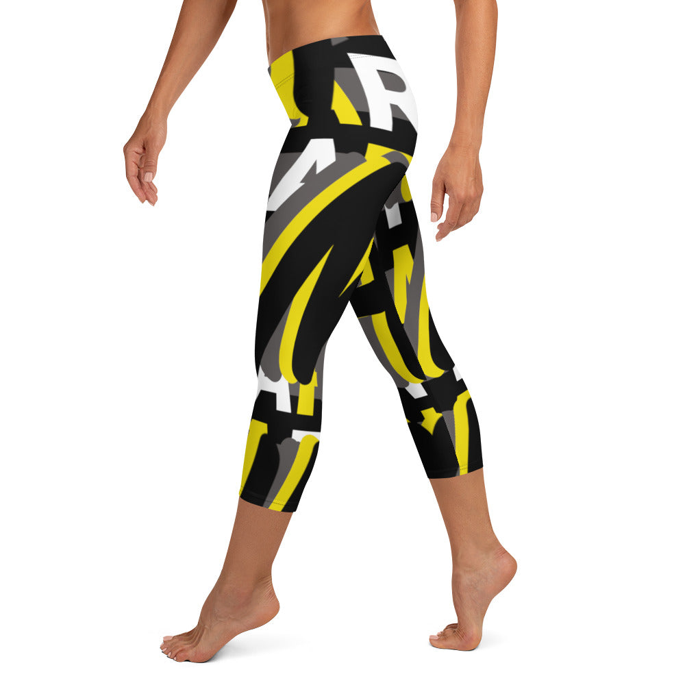 MONEYBARE Boss Fancy FTB-1 "Contouresque" Capri Leggings - Yellow