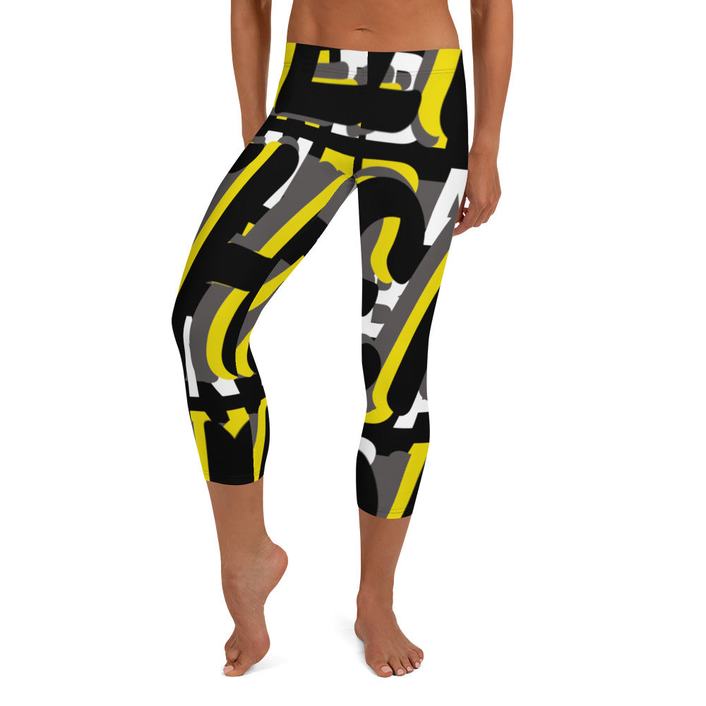 MONEYBARE Boss Fancy FTB-1 "Contouresque" Capri Leggings - Yellow