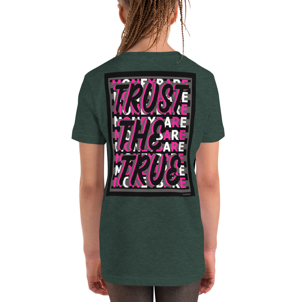 MONEYBARE TTT-1 Youth Short Sleeve Premium T-Shirt - Pink