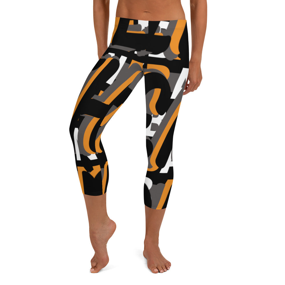 MONEYBARE Boss Fancy FTB-1 "Contouresque" Capri Leggings - Orange