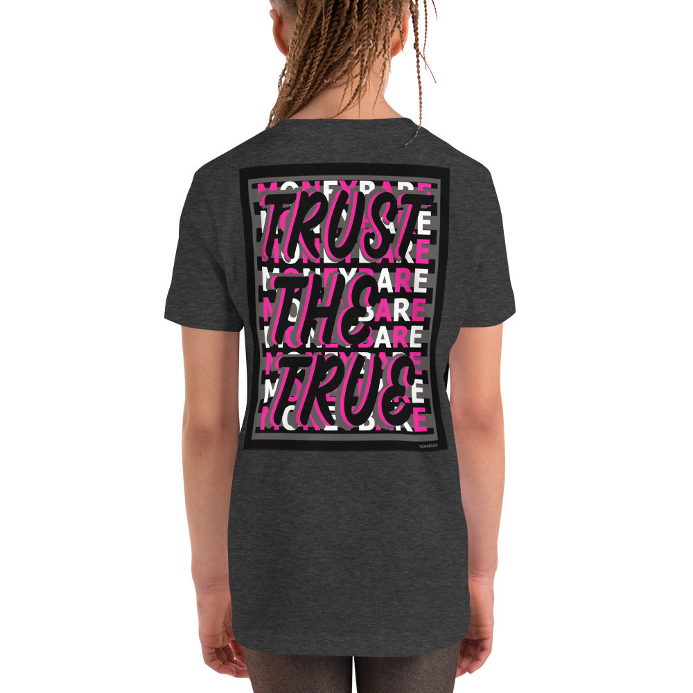 MONEYBARE TTT-1 Youth Short Sleeve Premium T-Shirt - Pink