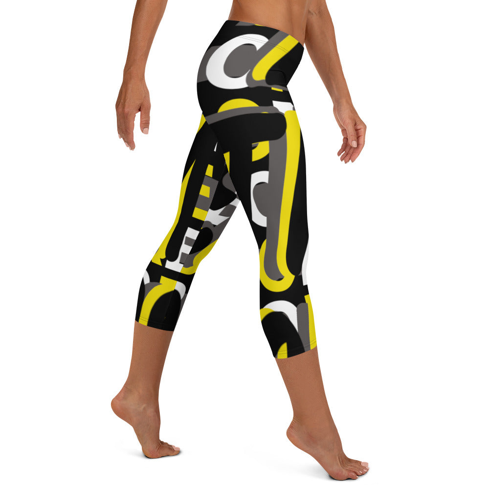 MONEYBARE Boss Fancy FTB-1 "Contouresque" Capri Leggings - Yellow