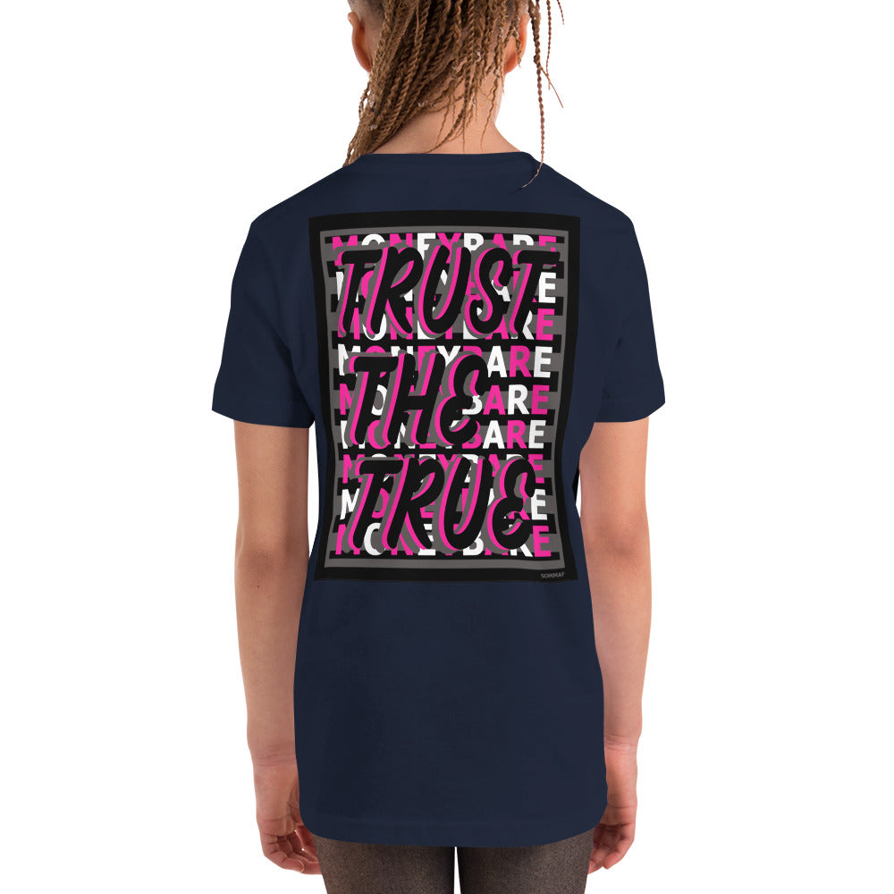 MONEYBARE TTT-1 Youth Short Sleeve Premium T-Shirt - Pink