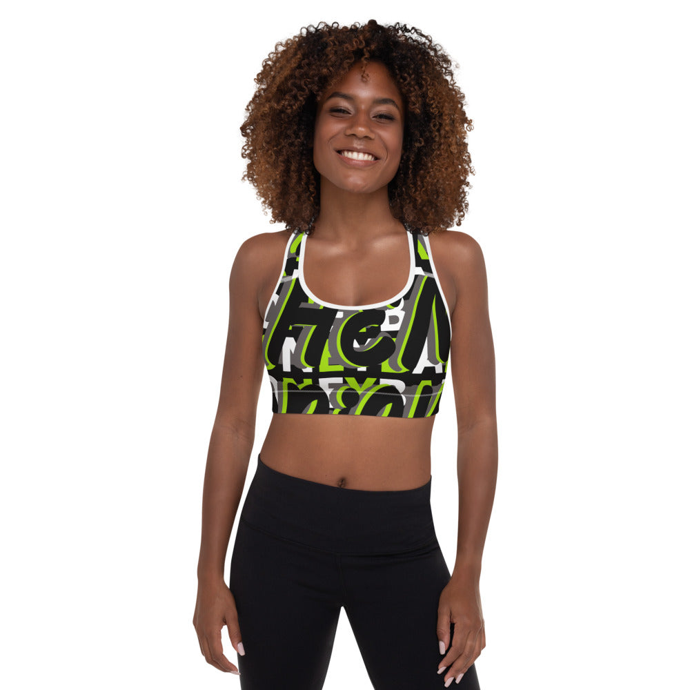 MONEYBARE Boss Fancy FTB-1 Padded Sports Bra - Green In Icon