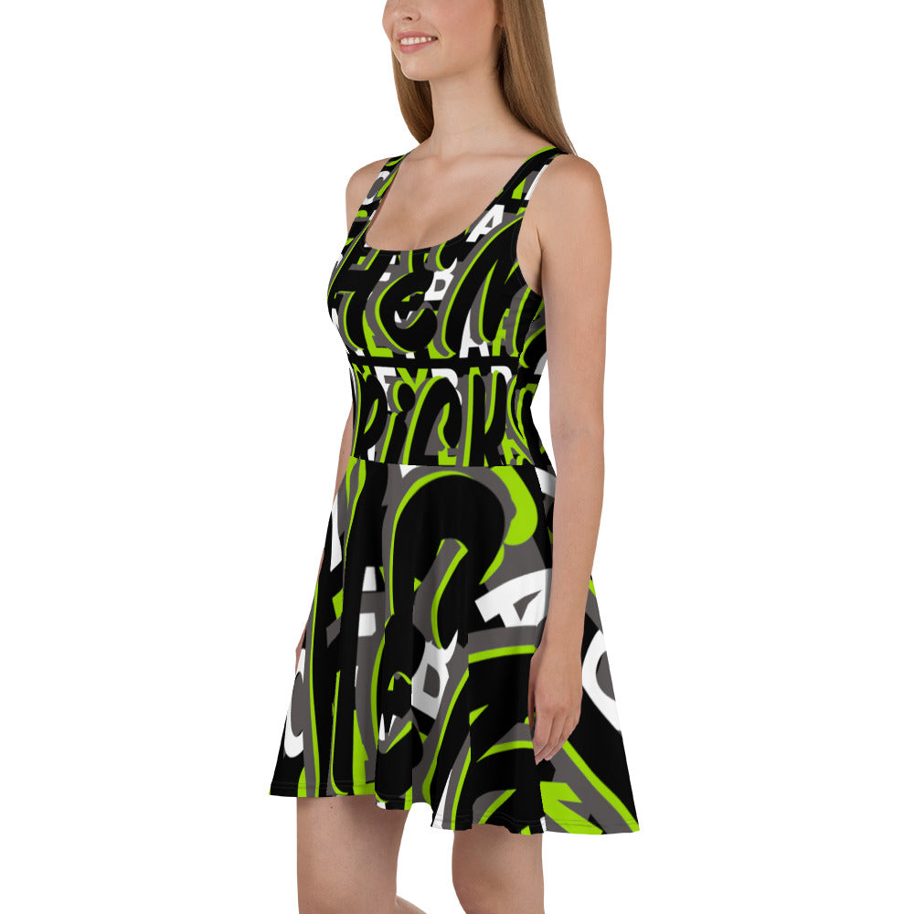 MONEYBARE Boss Fancy FTB-1 Flared Twirly Sun-Fun Dress - Green In Icon