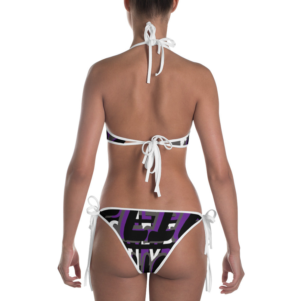 MONEYBARE Boss Fancy FTB-1 Dual-Strap Bikini Set - Purple in Icon