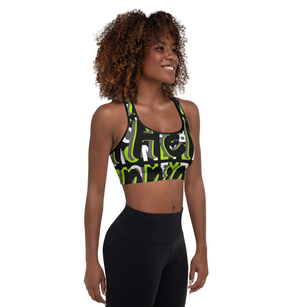 MONEYBARE Boss Fancy FTB-1 Padded Sports Bra - Green In Icon