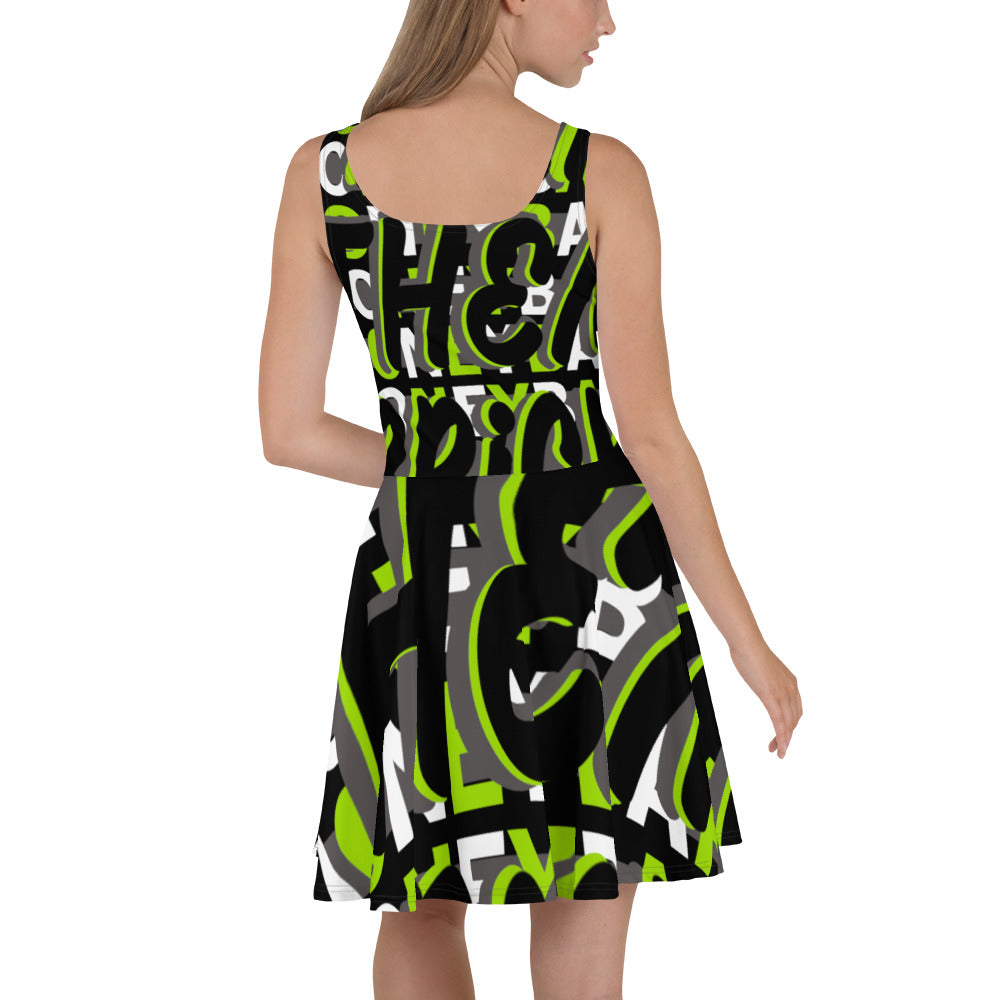 MONEYBARE Boss Fancy FTB-1 Flared Twirly Sun-Fun Dress - Green In Icon