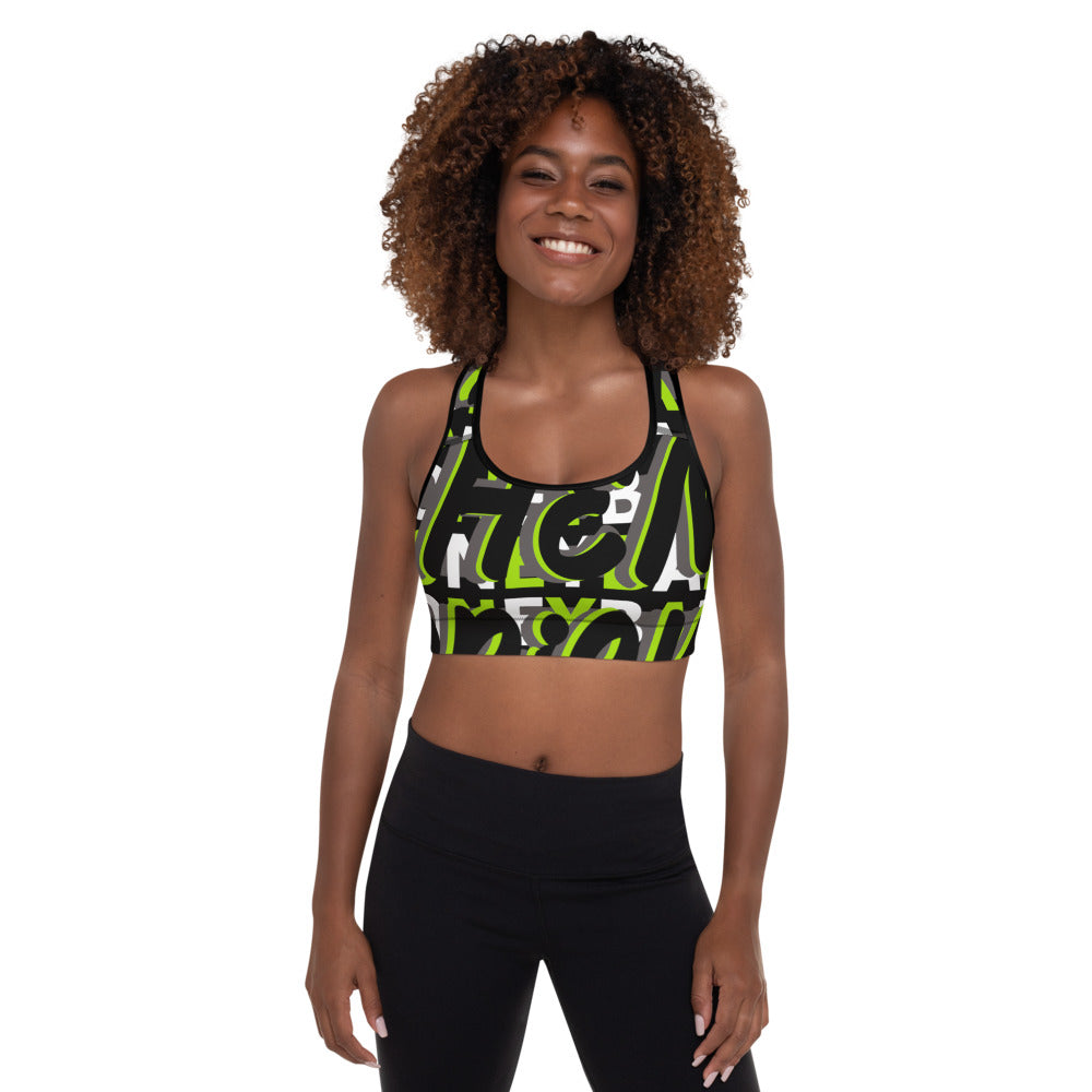 MONEYBARE Boss Fancy FTB-1 Padded Sports Bra - Green In Icon