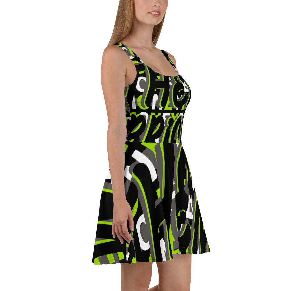 MONEYBARE Boss Fancy FTB-1 Flared Twirly Sun-Fun Dress - Green In Icon
