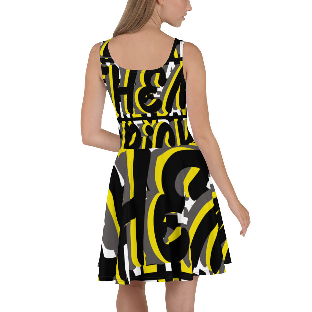 MONEYBARE Boss Fancy FTB-1 Flared Twirly Sun-Fun Dress - Yellow