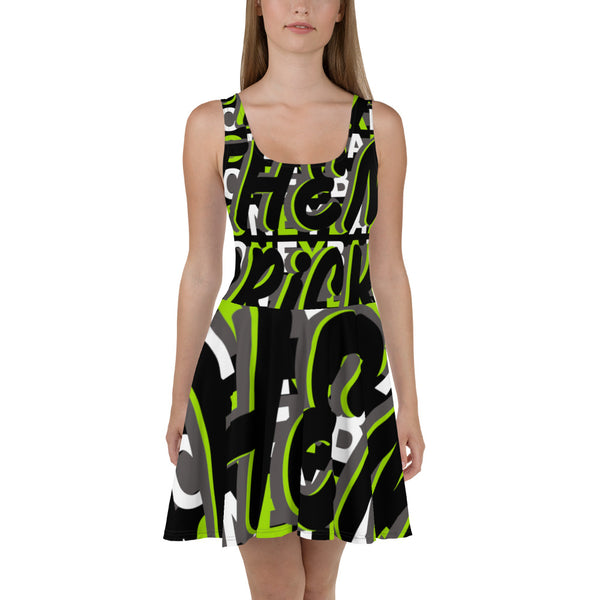 MONEYBARE Boss Fancy FTB-1 Flared Twirly Sun-Fun Dress - Green In Icon