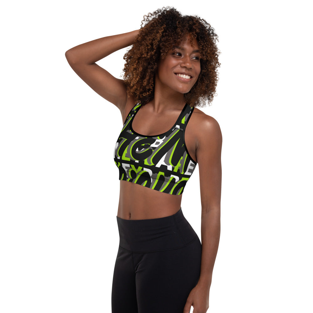 MONEYBARE Boss Fancy FTB-1 Padded Sports Bra - Green In Icon